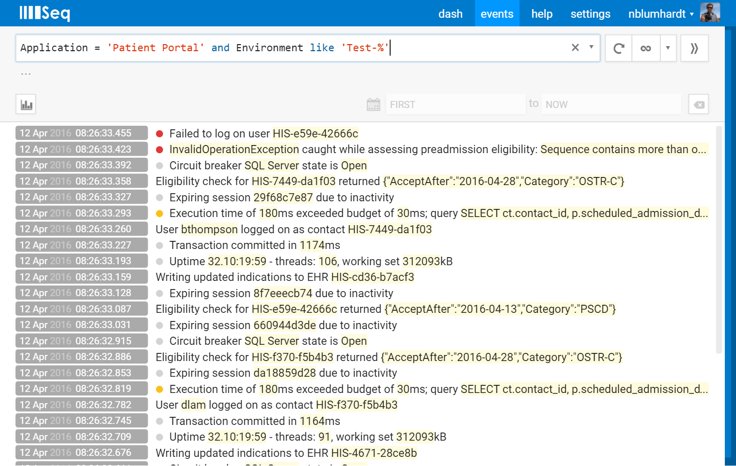 Seq SQL filters