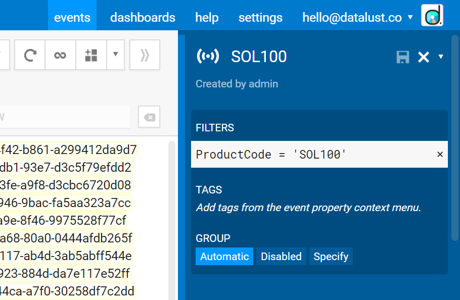 Grouping in the signal editor