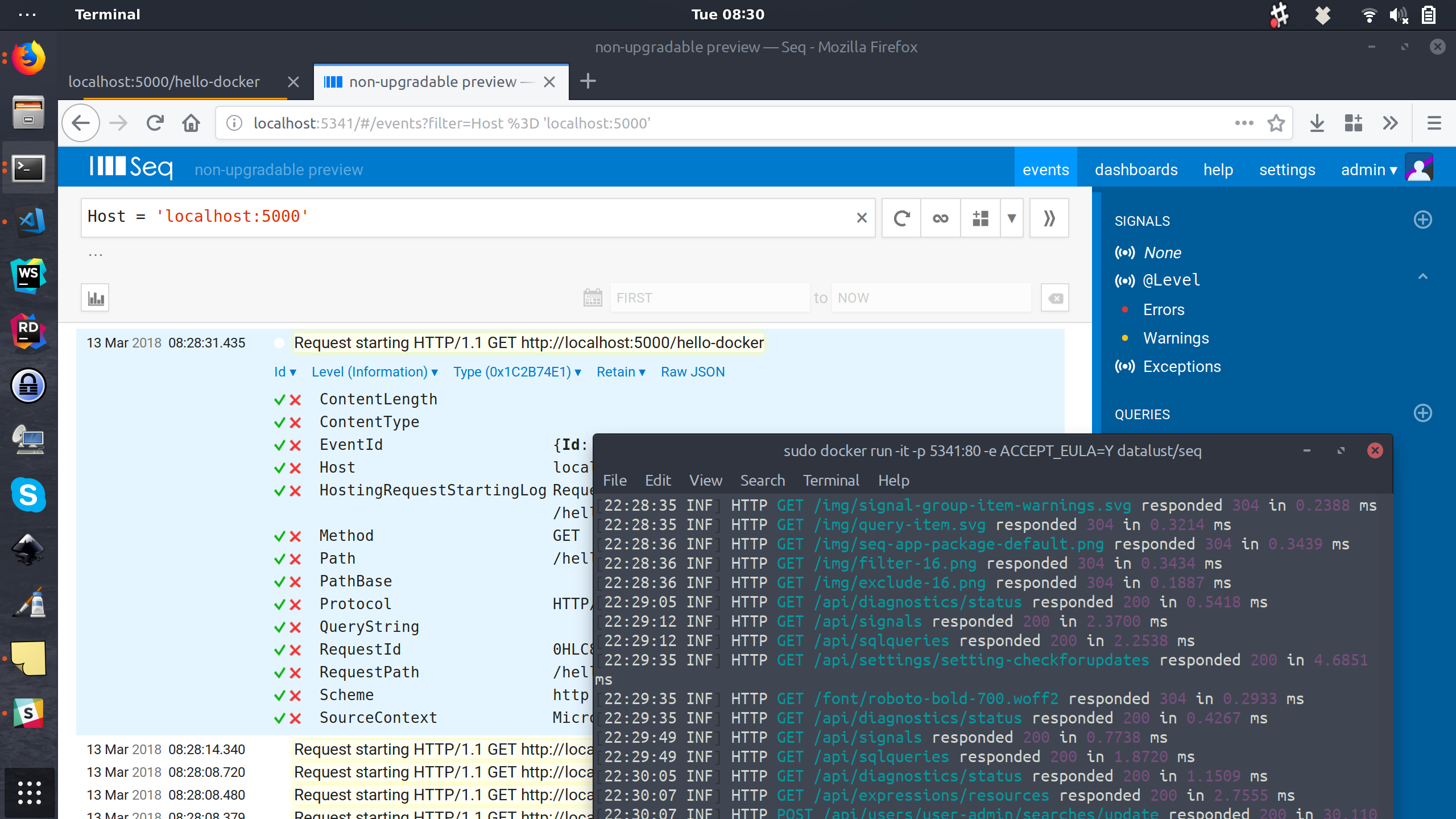 Seq on Docker/Linux