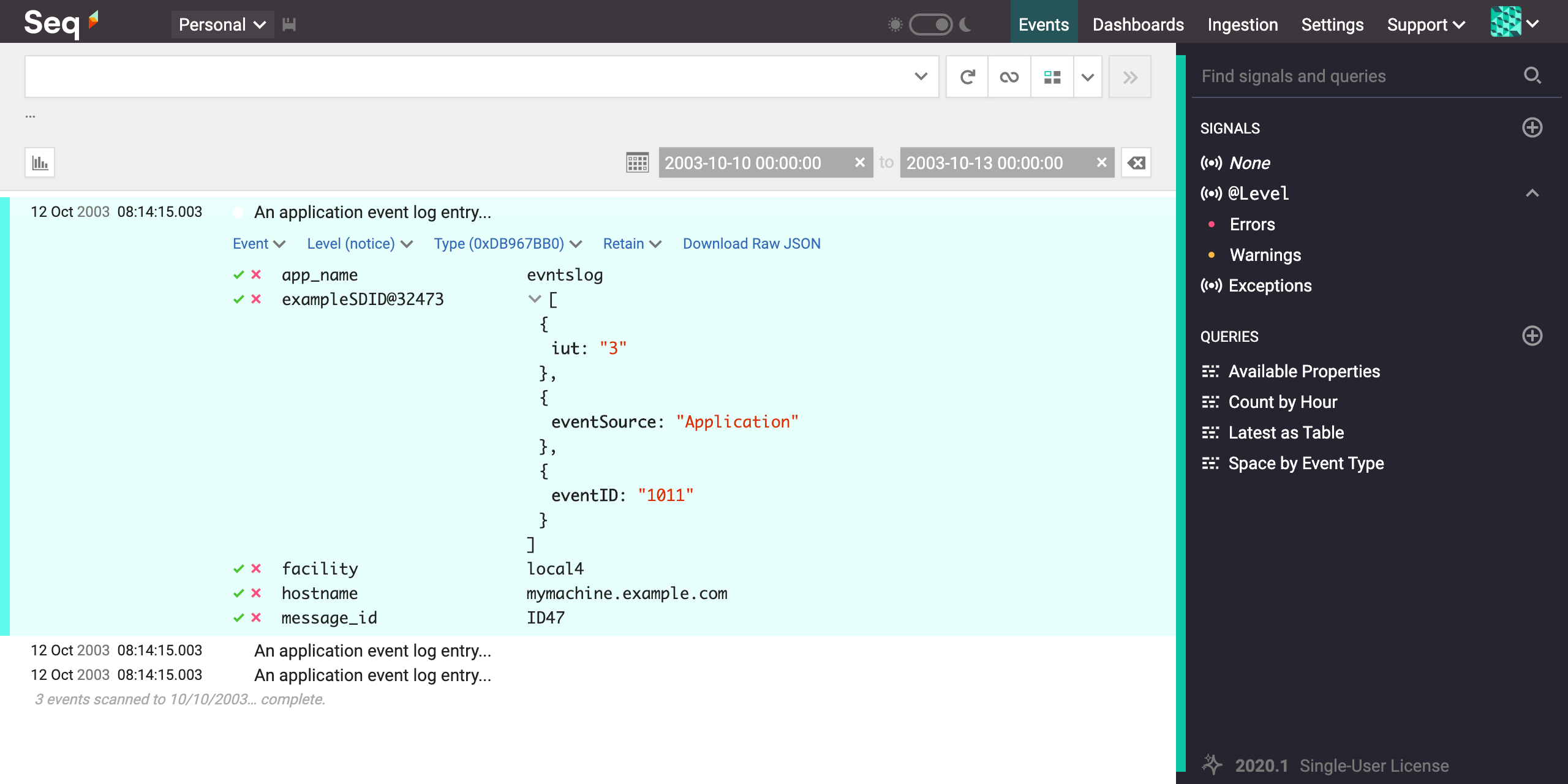 Analyze syslog messages with Seq